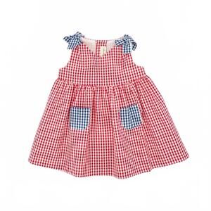 NEW FINA EJERIQUE girl's gingham pocket dress in red